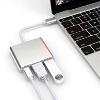 „HDMI 4K“, „USB 3.1“, „USB-C-Sidabrinis“ „HDMI 4K“ aliuminio adapteris 3in1 USB-C