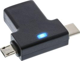 USB adapteris InLine microUSB - USB + USB- C Juodas (35804)