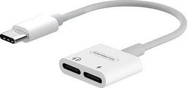 USB adapteris Somostel SMS- BZ06 USB-C - 3,5 mm lizdas + USB-C Baltoji (28857)