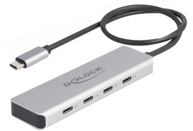 aliuminio kabeliai - Delock USB 10Gbps USB Type-C šakotuvas su 4 x USB Type-C lizdu - 1 nuotrauka