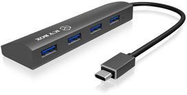 type 2 kabelis - Icy Box Ledo dėžutė IB-AC6405-C 4 prievadų USB 3.0 tipo -C šakotuvas, Aliuminio (1 x tipas -C iki 4 x tipas-A) Raidsonic 4 prievadų USB 3.0 tipo -C šakotuvas, Aliuminio (1 x tipas -C iki 4 x tipas- A ) - 1 nuotrauka
