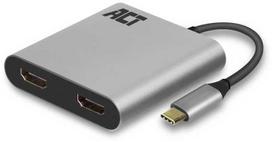 ACT USB-C to HDMI dual monitorius MST female adapter, 4K @ 60Hz, kabelio ilgis 0.13m, aliuminio housing USB-C - 2X HDMI MST 1080P 1X4K (AC7012)
