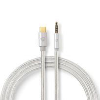 Nedis USB adapteris | USB 2.0 | USB-C™ jungtis | 3,5 mm kištukas | 1,00 m | apvalus | Paauksuotas | Pintas / nailonas | Aliuminis | Pakuotė su langu