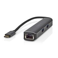 Nedis USB Multi-Port-Adapteris USB 3.2 Gen1 5-in-1 - USB-C™ Stecker, HDMI™ Buchse, RJ45 Buchse, 3x USB-A Buchse, 5Gbps, grau
