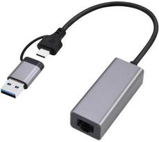 GEMBIRD USB 3.1 + type-C Gigabit tinklo adapteris space pilkas