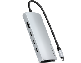 „Satechi“ USB-C kelių prievadų adapteris 8K su Ethernet V3 – sidabrinis