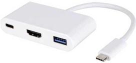 MICROCONNECT USB C han til USB 3.0 hun, HDMI 1,4 hun, USB 3.1 hun adapter, længde 20 cm, farve: hvid