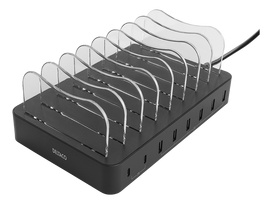 USB krovimo stotelė DELTACO skirtas 8 prietaisams, 6x USB-A, 2x USB-C PD, greitas krovimas, 75 W, juodas / DPS-0201