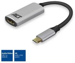 ACT USB-C to HDMI female adapter, 4K @ 60Hz, kabelio ilgis 0.15m, aliuminio housing ADAPTER USB-C-HDMI 0.15M 4K (AC7010)