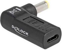 type c to usb a adapter usb 3.2 - DeLOCK USB-C to 5.5 x 2.5 adapter, Notebook power tip, Juodas, Universal, 19 V, 3 A, USB Type-C female - 1 nuotrauka