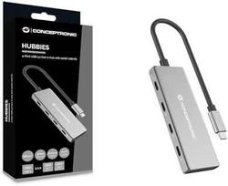 av laidas - Adapteris AV Conceptronic CONCEPTRONIC Dock USB-C->4xUSB-C 100WPD o.įkroviklis 0.25m gr - 1 nuotrauka