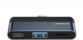 USAMS Adapteris šakotuvas USB 3.0/USB-C/Micro SD pilkos spalvos SJ491šakotuvas01 (US-SJ491)