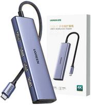 sd tf kortele - Adapteris HUB UGREEN CM511 USB-C prie HDMI, 3x USB-A 3.0, SD/TF - 1 nuotrauka