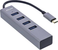 HUB USB InLine® USB 3.2 Gen.1 C tipo šakotuvas (4x USB-A 5Gbps), OTG, metalinis korpusas