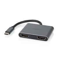 Nedis USB-C™ Adapteris USB 3.2 Gen 1 | USB-C™ Stecker | 2x HDMI™ | | 4K@30Hz | 0.10 m | Rund | Vernickelt | PVC | Juodas | Box