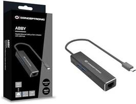 genius sw 2 1 - Adapteris AV Conceptronic CONCEPTRONIC Adapteris USB-C ->RJ45 Gigabit,2xUSB-C 2xUSB-A sw - 1 nuotrauka