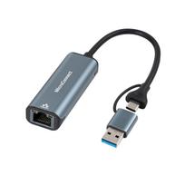 MicroConnect USB-C / A to RJ45 network Gigabit Adapteris