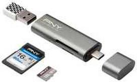 type 2 kabelis - Pny Technologies Skaitytuvas PNY USB C / USB A adapteris (R-TC-UA-3N1E01- RB) - 1 nuotrauka