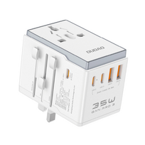 Dudao kelionių adapteris su 3x USB-C ir 2x USB-A jungtimis – baltas