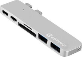HUB USB eStuff 1x SD 1x Micro SD 2x USB-C + 2x USB-A (ES84122- Sidabrinis)