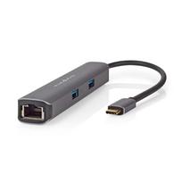Nedis USB Multi-Port-Adapteris USB 3.2 Gen1 6-in-1 - USB-C™ Stecker, HDMI™ Ausgang, RJ45 Buchse, 2x USB-A Buchse, 2x USB-C™, 5Gbps, grau