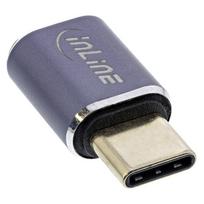 aliuminio kabeliai - InLine USB ® USB4 adapteris, C tipo USB kištukas/moteris, aliuminis, pilkas - 1 nuotrauka