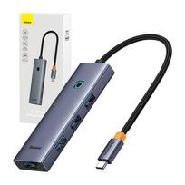usb c kabelis - 4in1 Hub Baseus UltraJoy USB-C iki USB 3.0 (pilka erdvė) - 1 nuotrauka