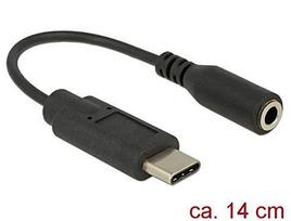 usb c 3.5mm - Delock USB 2.0 Adapteris, USB-C Stecker > 3,5mm Klinkenbuchse (juodas, 14cm) - 1 nuotrauka