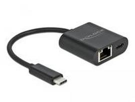 Delock USB Type-C™ adapteris Gigabit LAN 10/100/1000Mbps su PD juoda spalva