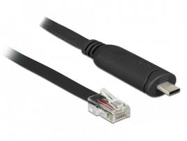 usb type c laidas 2 m - ADAPTER USB-C(M) 2.0->SERIAL RJ45 (RS-232) NA KABLU 200CM Juodas DELOCK - 1 nuotrauka