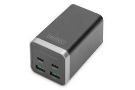 Digitus Įkroviklis jungiama į tinklą uniwersalna, maitinimo šaltinis GaN, 4 porty 2x USB-C 2x USB-A PD 3.0 65W Juoda