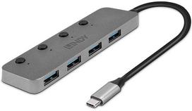 LINDY USB 3.2 Typ C Hub 4 Port mit Ein-/Ausschalter