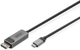 usb c adapteris - DIGITUS USB 3.2 Anschlusskabel Typ C --> DP St./St. 1m schw. - 1 nuotrauka