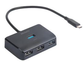 USB-C šakotuvas DELTACO, 5Gbps, 4x USB-A, juodas / USBC-HUB203 / 1902428