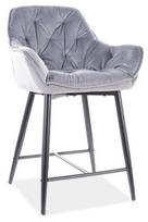 signal meble cherry - Cherry H-2 Velvet Bluvel 14, juoda/pilka, 42 cm x 56 cm x 86 cm - 2 nuotrauka