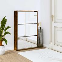 prieskambario baldai - Batų spintelė su veidrodžiu 63x17x102,5cm, ruda - 2 nuotrauka