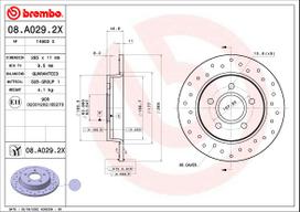 Stabdžių diskas BREMBO 08.A029.2X