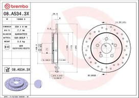 Stabdžių diskas BREMBO 08.A534.3X