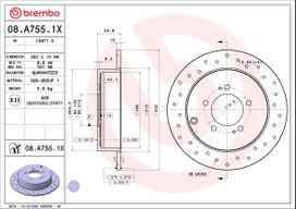 Stabdžių diskas BREMBO 08.A755.1X