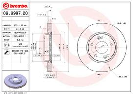 Stabdžių diskas BREMBO 09.9997.20