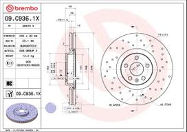 Stabdžių diskas BREMBO 09.C936.1X