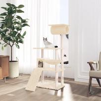 Draskyklė katėms su stovais iš sizalio vidaXL, kreminės spalvos, 131 cm