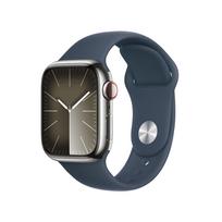 APPLE Watch 9 GPS+Cell 41mm Silver Stainl. Steel Case/Storm Blue Sport Band-S/M
