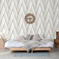 fototapetai tapetai - Olandiškos sienų dangos Tapetai Geometric baltos ir auksinės spalvos - 1 nuotrauka