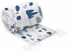 Minkšta kūdikio lovytės apsauga Babymam Mašinėlės, 360x30 cm, mėlyna/balta