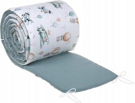 Minkšta kūdikio lovytės apsauga Babymam, 180x30 cm, žalia/balta
