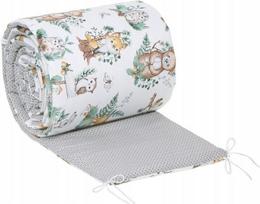 Minkšta kūdikio lovytės apsauga Babymam Miškas, 180x30 cm, pilka