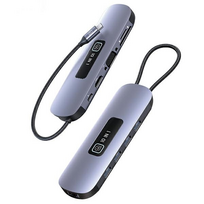 HUB USB Usams Adapteris HUB 10in1 3xUSB 3.0/TF/SD/USB-C/HDMI/RJ45/VGA PD100W pilka/blyški SJ644HUB01 (US-SJ644)