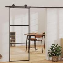 Stumdomos durys, juodos, 76x205cm, ESG stiklas ir aliuminis