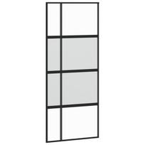 Stumdomos durys juodos 90x205cm grūdintas stiklas/aliuminis 155229
